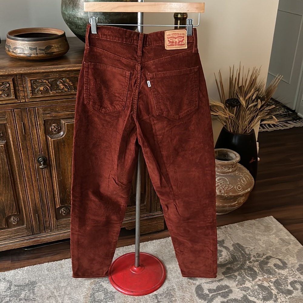 Levi’s Corduroy Burgundy Cranberry High Waisted Mom Jeans